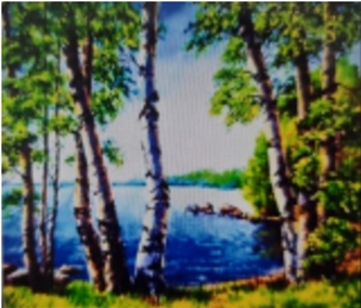 תמונת יהלומים אגם מוקף עצים 74124